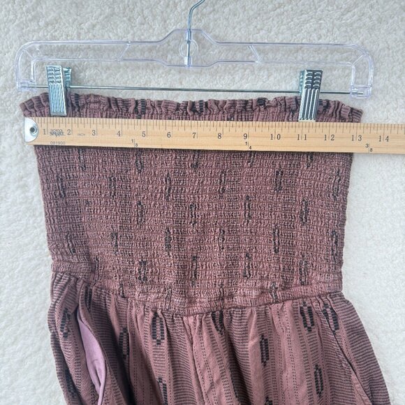 Anthropologie Balloon-Leg Strapless Jumpsuit Brown black size XS Smoke front - Picture 7 of 9